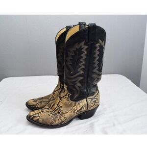 Panhandle Slim Western Boots 9 D Python Snakeskin Leather Cowboy Mens Vintage